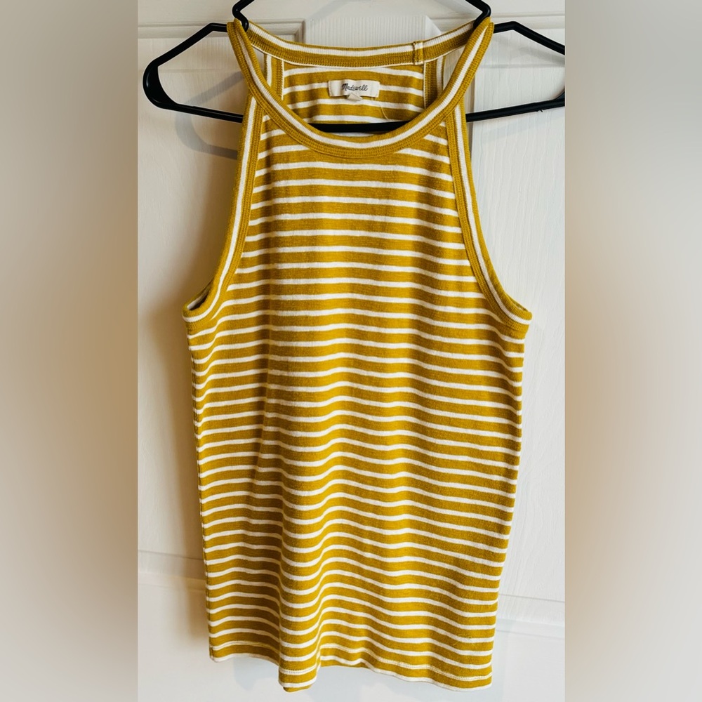 Size Medium Madewell Mustard and White Striped Tank Top